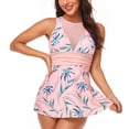 thumbnail image 4 of Traje de baño de 2 piezas para mujer, cuello redondo, empalme de malla, vestido de ajuste de cintura sin espalda, parte superior, calzoncillos ajustados elásticos, traje de baño lindo, color, 4 of 8