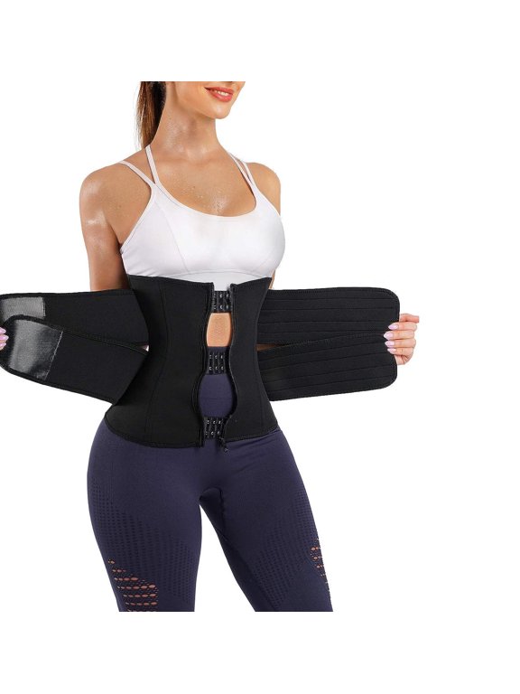 Womens Neoprene Waist Trimmer Cincher Belt for Workout Sweat Sport Girdle Slimming Body Shaper(Black Small)