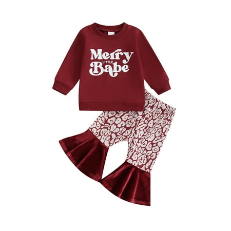 

Luethbiezx Long Sleeve Sweatshirt and Flare Pants Set for Girls: Christmas Edition