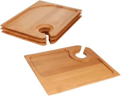 Wine & Dine Bamboo Appetizer Platter with wine glass holder 2 Pack. 5.9" x 7" each