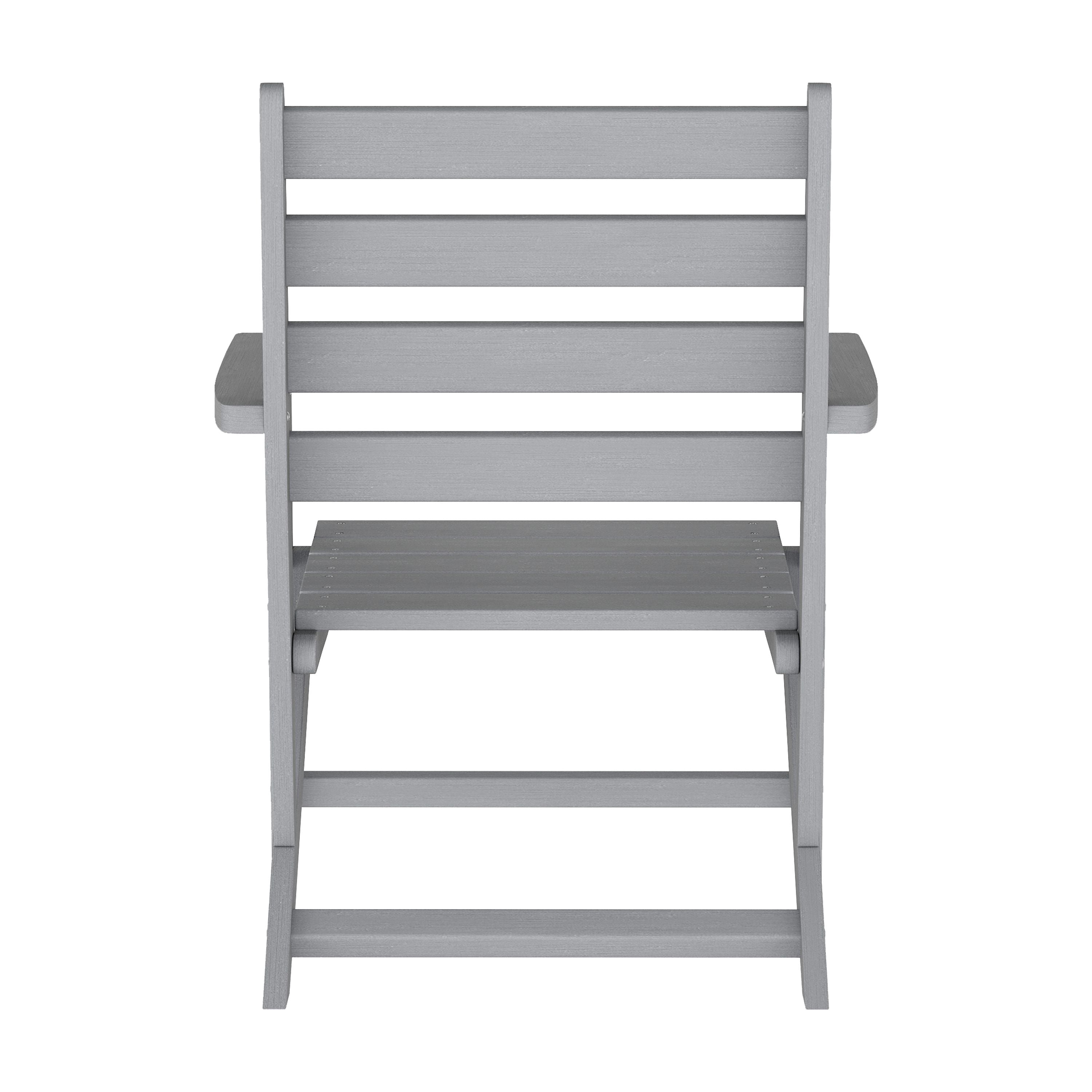Emma + Oliver Adirondack Dining Chair with Fold Out Cup Holder, Weather Resistant Recycled HDPE Adirondack Chair in Gray