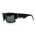 thumbnail image 6 of Mens Glass Lens Narrow Rectangle Plastic Sporty Squared Sunglasses Matte Black, 6 of 8