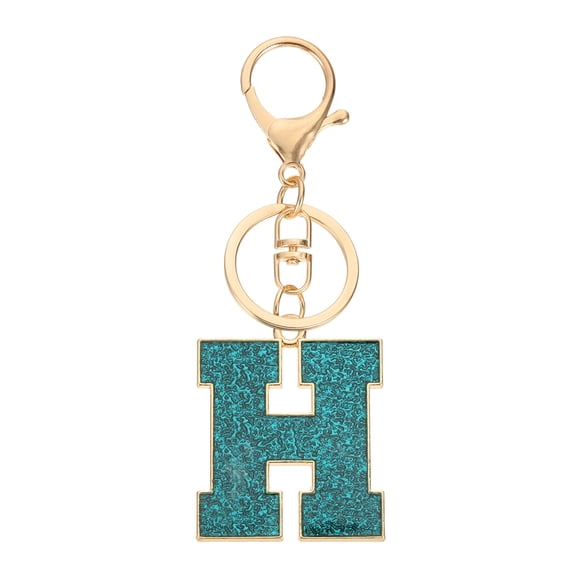Uxcell Initial Letter Keychain, A-Z Alphabet Keyring Letter H Metal Key Chain for Women Girls Keys Handbags, Blue