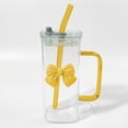 thumbnail image 2 of 400ML Valentine's Day Gifts Glass Mug Set Reusable Straw Colorful Bow Tops Drinkware Valentine's Day Gifts for Her Valentine Decor, 2 of 7