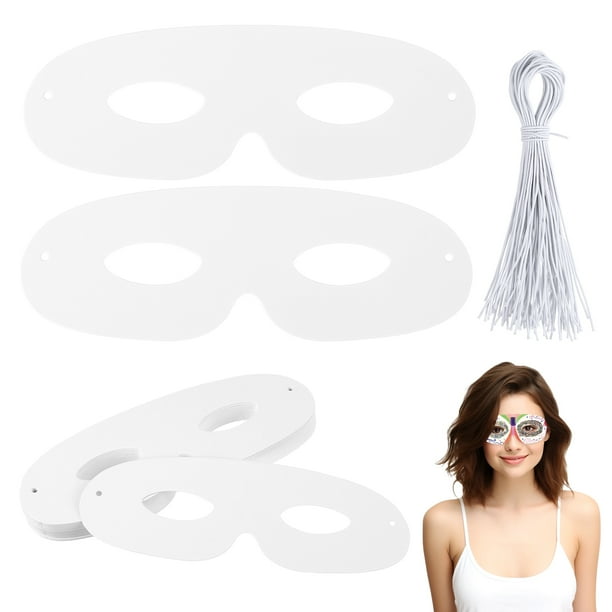 FELTECHELECTR 40 juegos de máscaras de mascarada: máscaras de papel blanco para pintar a mano con correas elásticas para niños - Manualidades en blanco para pintar y decorar
