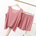 thumbnail image 4 of ylioge Short Pajama Sets for Women 2 Piece Lightweight Solid Color Sleeveless Tank Tops Wide Leg Shorts Breathable Sleepwear Homewear Pajamas Outfits, 4 of 5