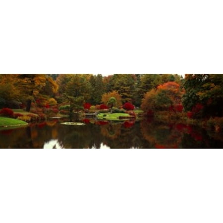 Tea Garden Golden Gate Park - Reflection of trees in water Japanese Tea Garden Golden Gate Park Asian Art Museum San Francisco California USA Poster Print