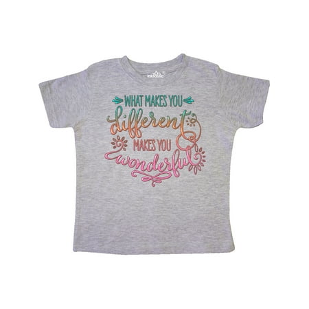 

Inktastic What Makes You Different Makes You Wonderful Teal Pink Gift Toddler Boy or Toddler Girl T-Shirt