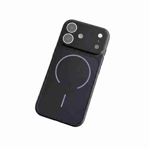 Dteck Magnetic for iPhone 17 Pro Max Case, Shockproof Lens Protector Matte Hard PC Soft TPU PU Leather Drop Protection Slim Back Cover, Black