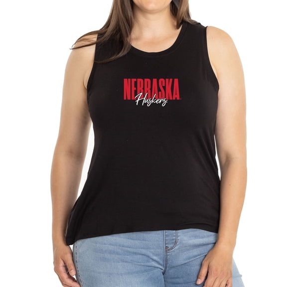 Women's Black Nebraska Huskers A-Line Hannah High Neck Tank Top
