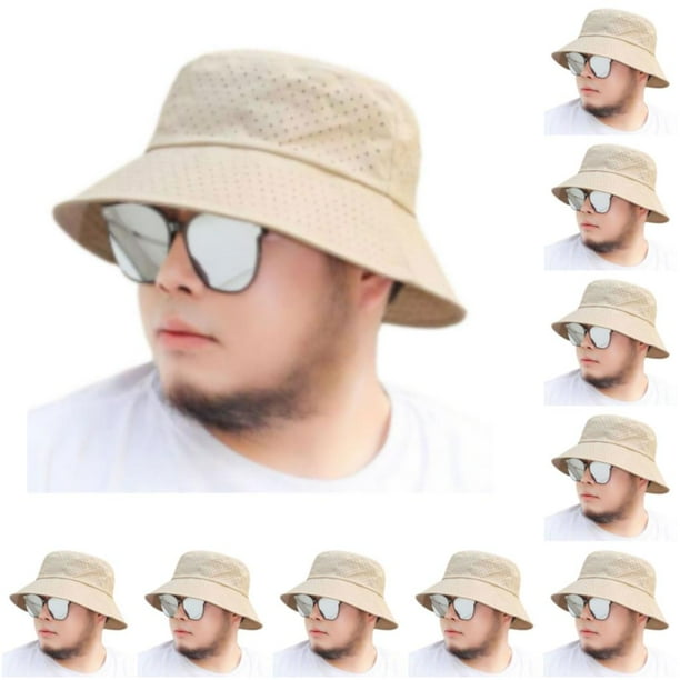 Minnieouse Poliéster Manténgase cómodo y protegido Colección de sombreros de verano Sombrero de protección solar Sombrero de pescador Caqui caqui Talla extra 10piezas
