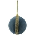 thumbnail image 2 of Northlight Velour Christmas Ball Ornament with Ribbon Stripe - 3.25" - Teal Green, 2 of 6