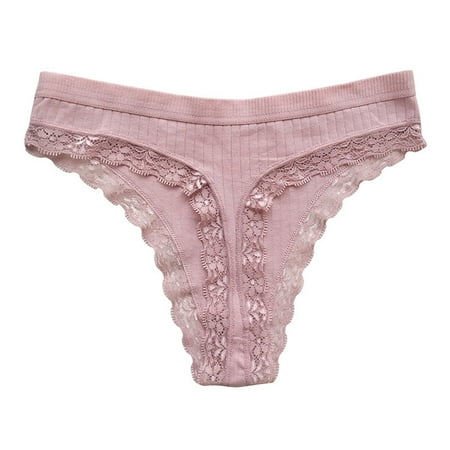 Panties for Women Clearance Low Waisted Sexy Daily Solid Color Thin Breathable Lace Thong Underwear L