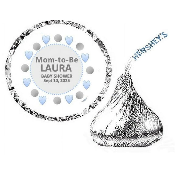 216 Mom To Be Baby Shower Party Favor Hershey's Kisses Stickers / Labels - Blue