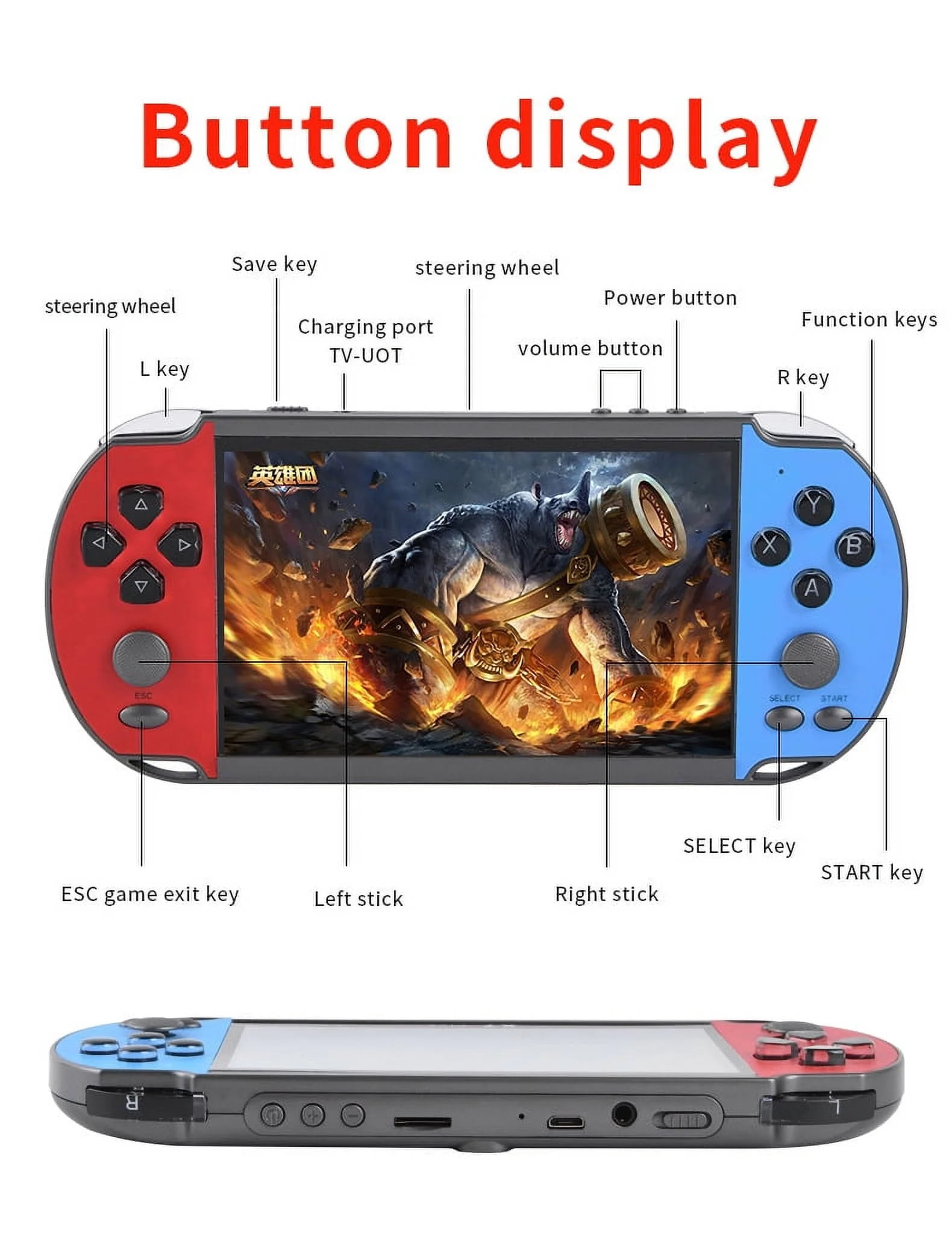 X7Plus 4.3Inch HD Screen Portable Audio Video Player Classic Play Built-in15000+ Games