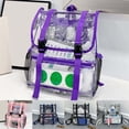 thumbnail image 3 of FUZHIQ Stadium Approved Clear Transparent Flap School Backpack for Ages 6-12 Double Buckle Adjustable Straps Mesh Side Pockets Security Friendly Student Bookbag, Navy, 3 of 7