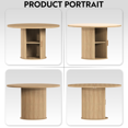 thumbnail image 3 of LAZZO 47" Round Dining Table with Storage, Modern Fluted Side Shelf, Seats 4-6 for Kitchen Dining Room, Natural Wood Color, 3 of 11