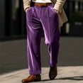 thumbnail image 2 of SROBPTY Plus Size Mens Pants, Dress Pants for Men, Men's Casual Solid Color Velvet Business Dress Pants with Pockets Purple,L, 2 of 5