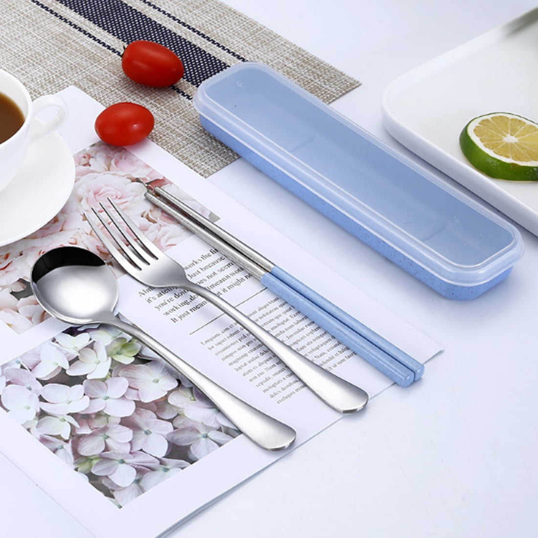 3Pcs Portable Camping Eating Utensils Outdoor Cutlery Kit for Students