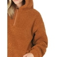thumbnail image 3 of Women's Soft Sherpa Fleece Pullover Long Sleeve Quarter Zip-Up Hoodie Outerwear Coat with Pockets, 3 of 5