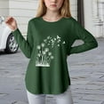 thumbnail image 2 of Povozer Teen Girl Tops Girls Tops Crew Neck Summer Tops Patterned Shirts Soft Blouses Kids Clothes for 5-6 Years,Green, 2 of 4