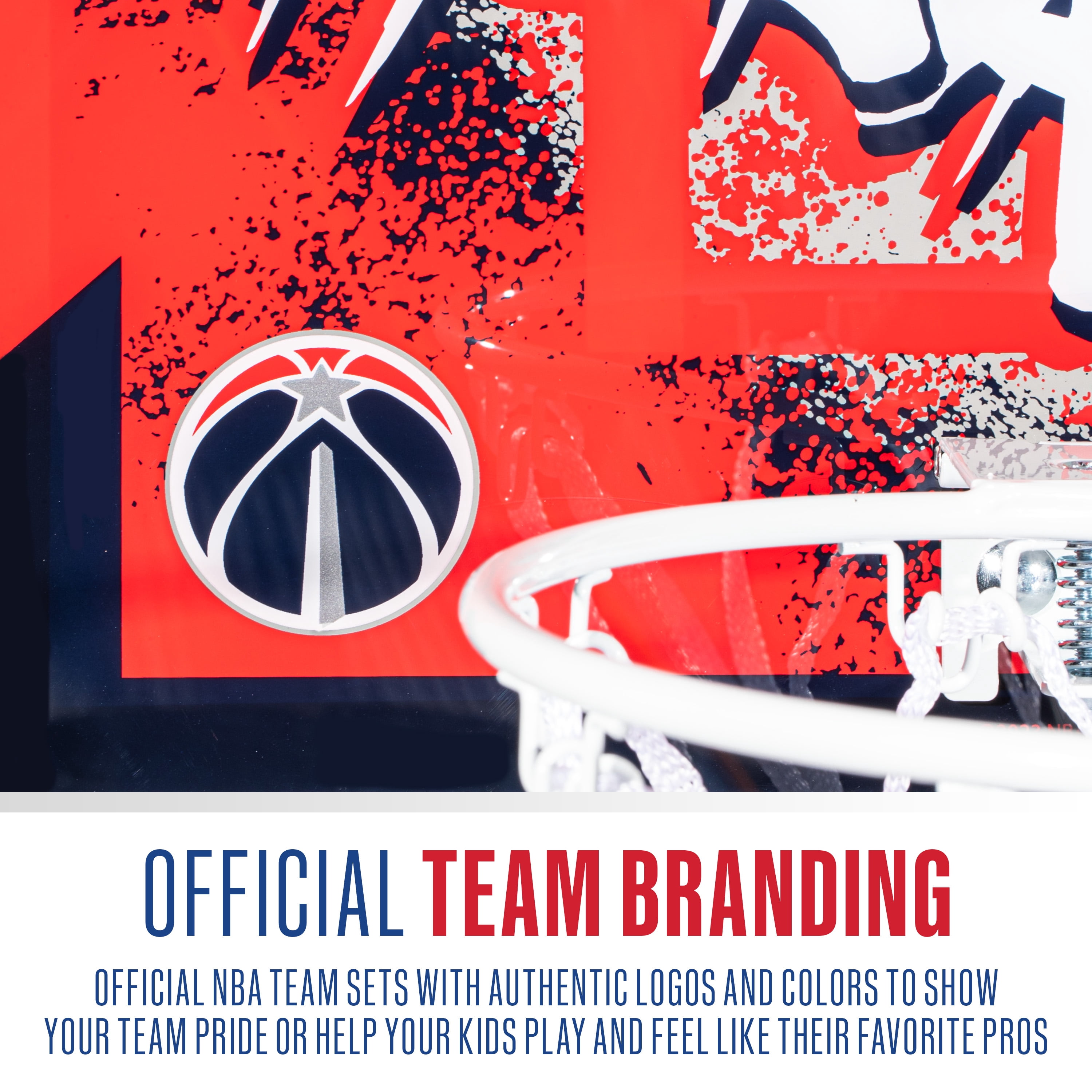 Franklin Sports NBA Washington Wizards Over the Door Basketball Hoop - Kids Indoor Basketball Hoop with Mini Basketball - NBA Fan Shop Mini Hoop for Bedroom + Office - Over the Door Mini Hoop Set