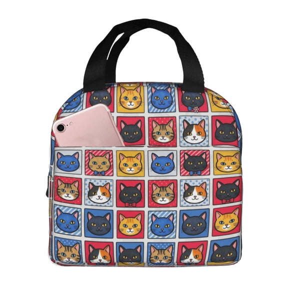 Cute Cat Kitten Lunch Bag Reusable Insulated Lunch Box Women Men,Cooler Thermal Meal Tote for Picnic Office Work