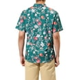 thumbnail image 4 of MODA NOVA Big & Tall Men's Short Sleeve Printed Button Front Beach Hawaiian Shirt Green White 42, 4 of 7