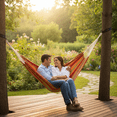 thumbnail image 2 of Gilbin Cotton Double 2-Person Brazilian Hammock with Carrying Pouch, Orange, Green and Red, 2 of 9