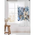 thumbnail image 3 of Sheer Curtains 72 Inches Long, Blue Christmas Poinsettia Semi Sheer Curtains Light Filtering Window Treatment, Xmas Botanical Balls Snowflake Privacy Voile Drapes for Living Room Bedroom 52x72 Inch, 3 of 7