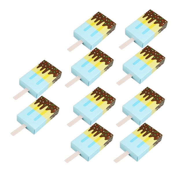 Caja de papel plegable con forma de helado para regalo de bebé, 10 unidades Azul