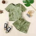 thumbnail image 5 of PatPat Toddler Boys Clothes Baby Boy Outfit Sets 2 Piece Tie Dye 100% Cotton Short Sleeve Top and Shorts, Army Green,18-24 Months, 5 of 7