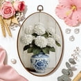 thumbnail image 6 of Oval Framed Wall Art Vintage Chinoiserie Floral White Hydrangea Farmhouse Still Life Blue Canvas Wall Art Oval Vintage Wall Decor Prints Hanging Decor for Home Bedroom Living Room Office 8"x11.4", 6 of 7