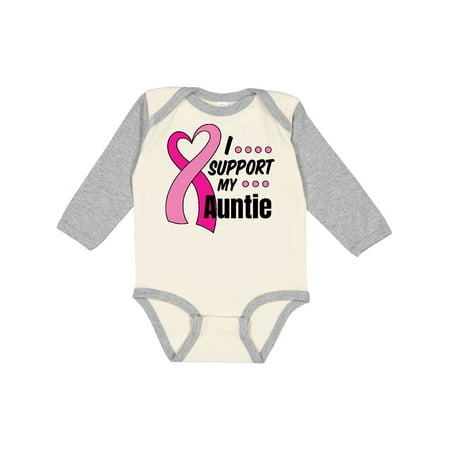 

Inktastic Breast Cancer Awareness I Support My Auntie with Pink Ribbon Gift Baby Boy or Baby Girl Long Sleeve Bodysuit