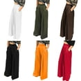 thumbnail image 6 of KOMOO Women Stretchy Wide-Leg Pants High Waist Loose Pants Female Palazzo Trousers with Pockets, 6 of 6