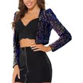 thumbnail image 4 of INSPIRE CHIC Women's Party Shiny Sequin Long Sleeve Open Front Shrug Cropped Jacket L Multicolor, 4 of 6
