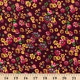 thumbnail image 3 of Crepe De Chine Coreopsis Burgundy Sheer Floral Print Fabric 58" Wide By The Yard, 3 of 3