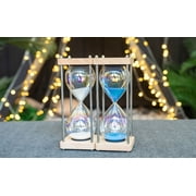 Large 60-Minute Hourglass Sand Timer,Pastel Macaron Glass & Natural Oak Wood Base, Modern Minimalist Office Home Desktop Decor(White)