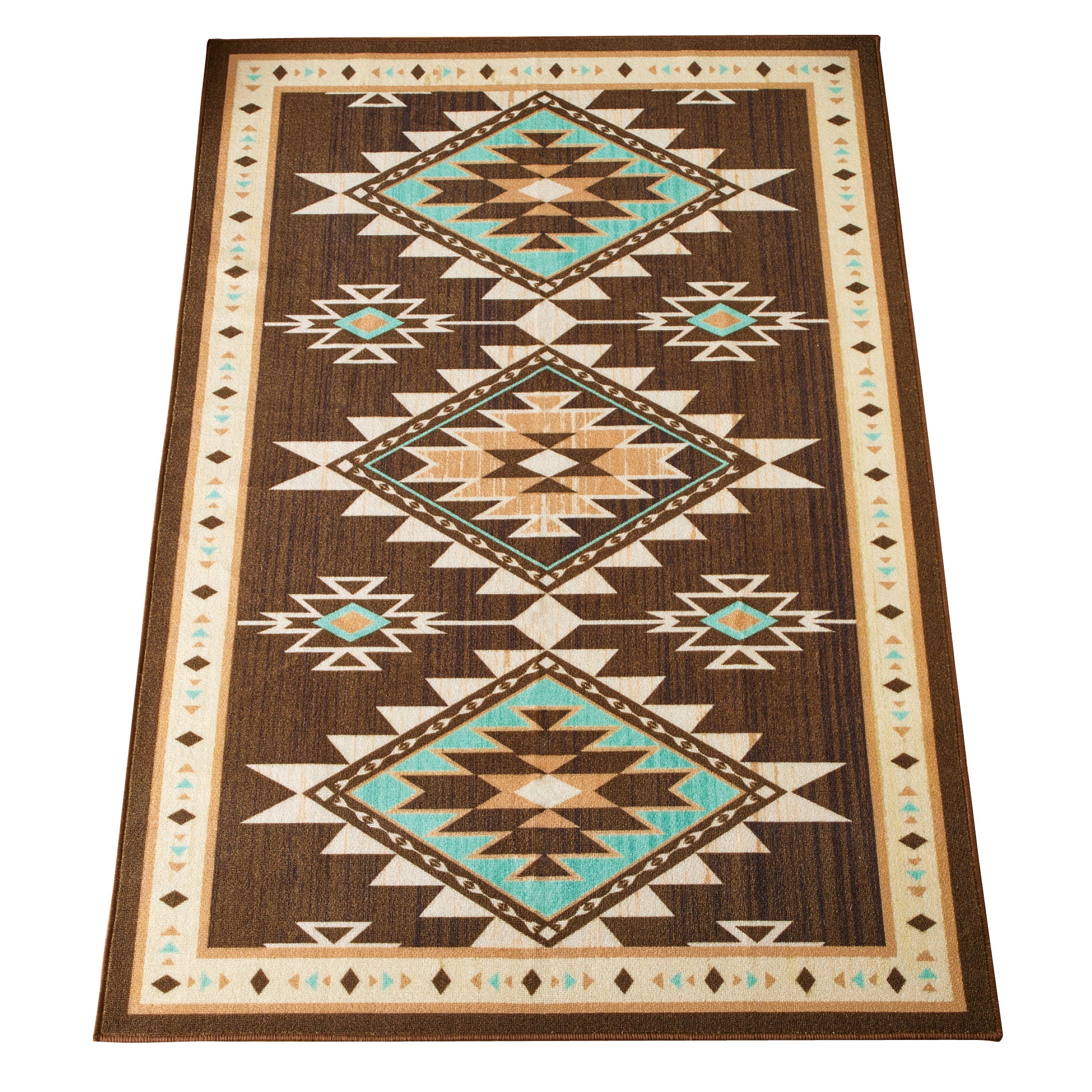 Southwest Patterned Rug with Rubber Backing Decorative Woodland Rug