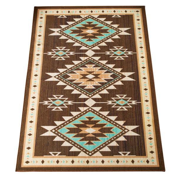 Southwest Patterned Rug with Rubber Backing Decorative Woodland Rug