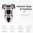 thumbnail image 6 of Uemuo Heart Black Buffalo Plaid Gingham Pattern Women's One Piece Short Sleeve Swimsuit Rash Guard Surfing Modest Quick-drying Swimsuit Beach Essentials-Small, 6 of 9