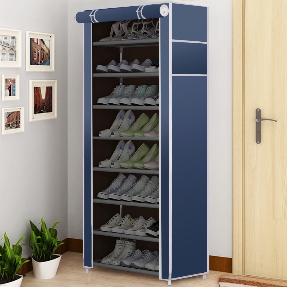 Private Jungle 8 Tier Shoe Storage Closet Organizer Rack with Cover, Free Standing, Holds 24 Pairs, Good for Sneakers, Flats, Heels & Boots, Navy Blue Private Jungle 8 Tier Shoe Storage Closet Organizer Rack with Cover, Free Standing, Holds 24 Pairs, Good for Sneakers, Flats, Heels & Boots, Navy Blue
