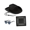 thumbnail image 3 of Sombrero de vaquero occidental Yuyangstore con pañuelo y gafas Negro, 3 of 8