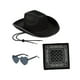 thumbnail image 3 of Sombrero de vaquero occidental Yuyangstore con pañuelo y gafas Negro, 3 of 8