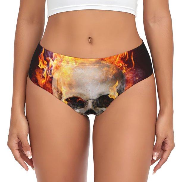 Fotbe Satanic Skull Calzones Estampados para Mujer – Ropa Interior de Algodón, Cómoda, Suave y Elástica-X-Small