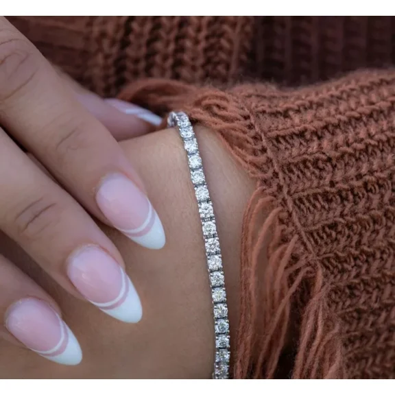 5 Ct TW Round Lab Grown Diamond 7" Tennis Bracelet 14k White Gold (D/F/VS)