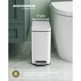 thumbnail image 2 of SONGMICS Bote de Basura, Cubo de Baño Pequeño de 10 L con Tapa, Cubo de Inodoro con Pedal, para Espacios Pequeños, Marco de Acero, Blanco LTB561W10V1, 2 of 5