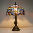 thumbnail image 5 of Table Lamp Tiffany Style Bedside Lamp-Blue Purple Stained Glass Reading Antique Desk Light 18 Inch Tall, Lover Livingroom Bedroom Office Library Banker Victorian Vintage, 5 of 8