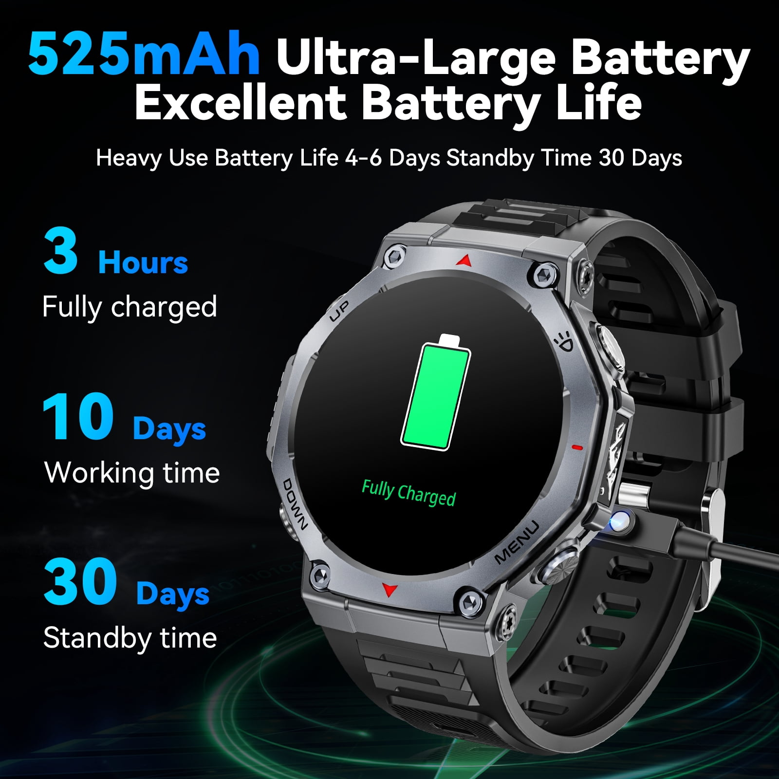 Haulvean 1.43-inch AMOLED Military Smart Watch for Men, Outdoor