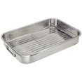 thumbnail image 2 of ExcelSteel Multiuse with Rack and Foldable Handles for Easy Storage Stainless Steel Roasting Pan, 15.25", Stainless, 2 of 5